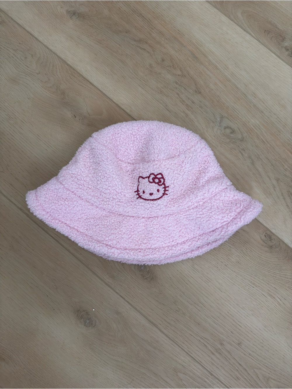 Hello Kitty Kawaii Light Pink Y2K Teddy Sherpa Bucket Hat